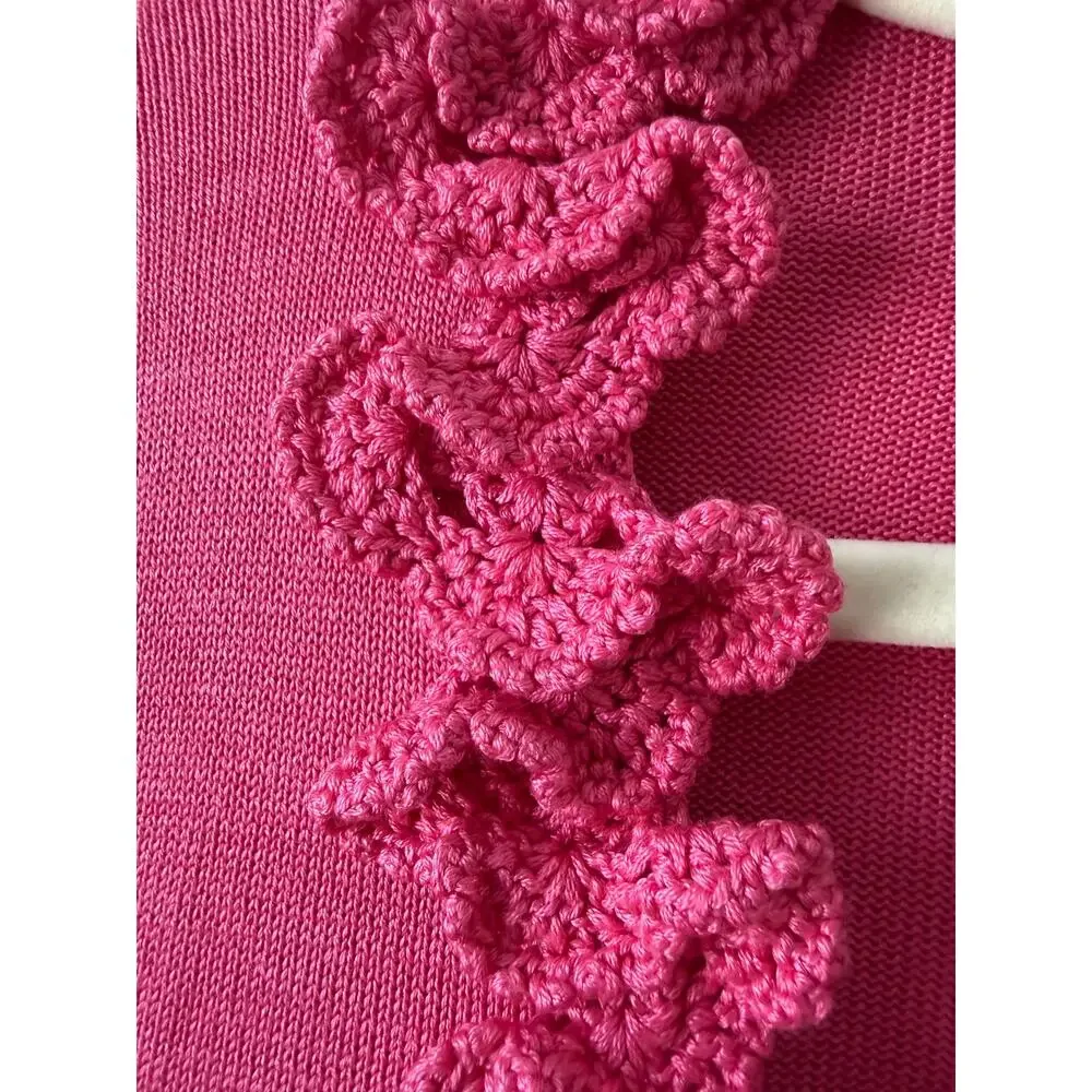 Michael Simon Pink Ruffle Cardigan Vintage Y2K Silk Cotton Blend Small Artsy Top